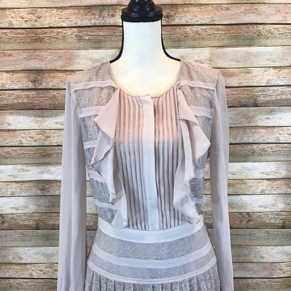 NWT $348 BCBG MaxAzria Womens Size 8 Kadee Long Sleeve Lace Dress in Rose Mist - Picture 5 of 12